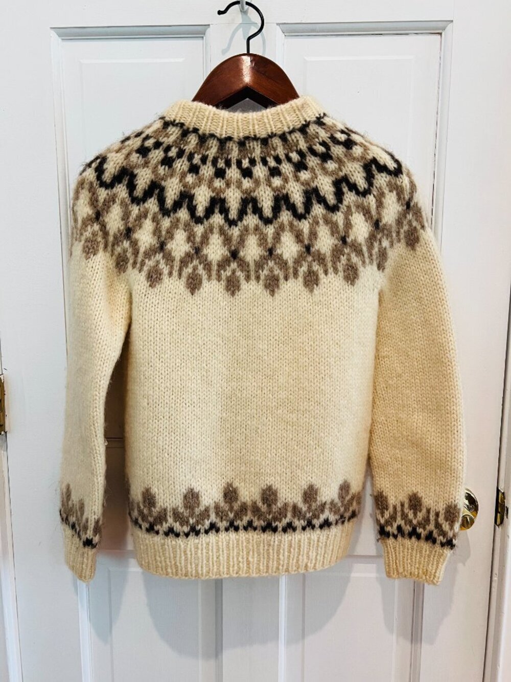 Original Icelandic Sweater - 100% wool - Vintage Alafoss Icewool Hand Knit - L - Picture 10 of 16